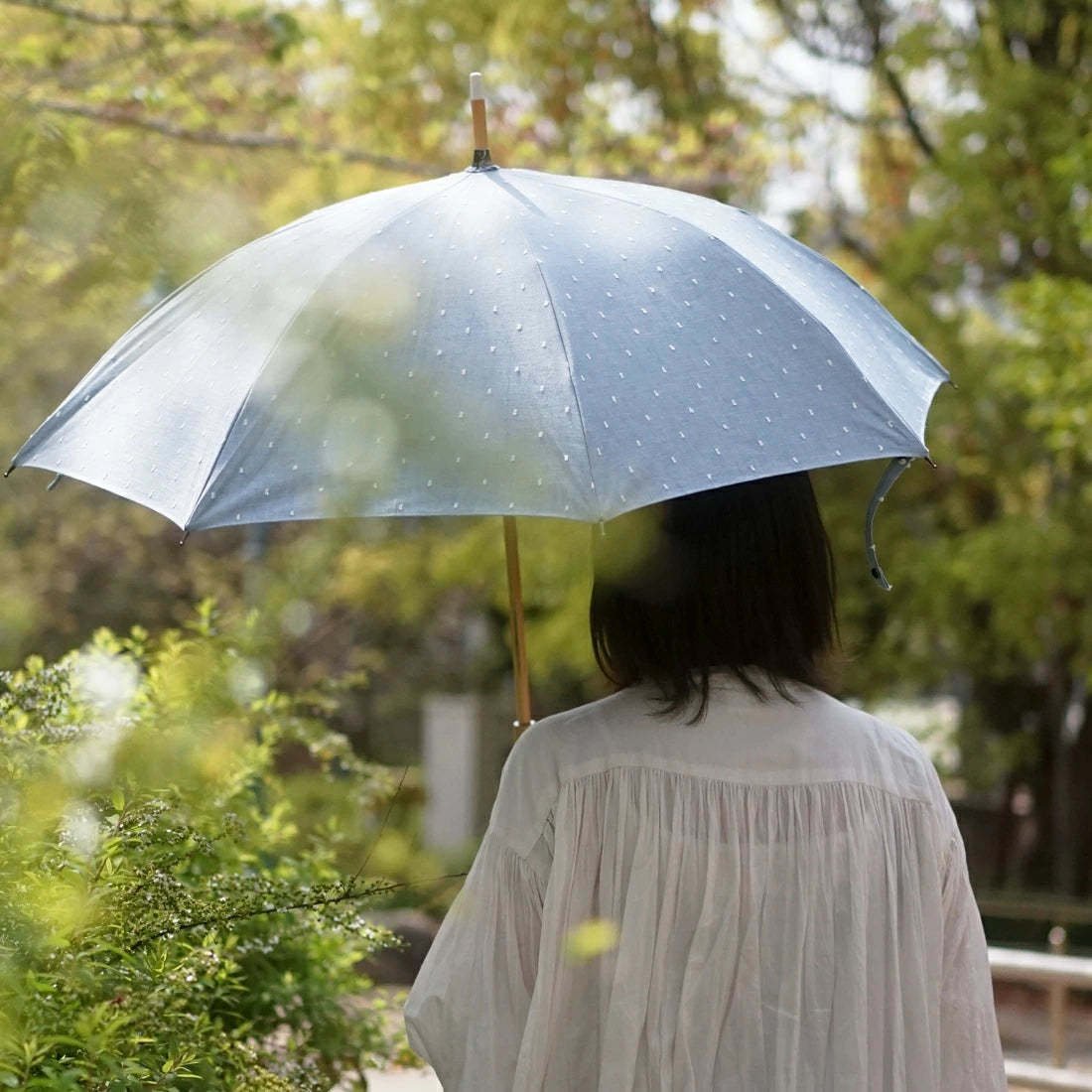 フリンジ ドット シェード 長傘 50cm 8本骨(晴雨兼用傘)