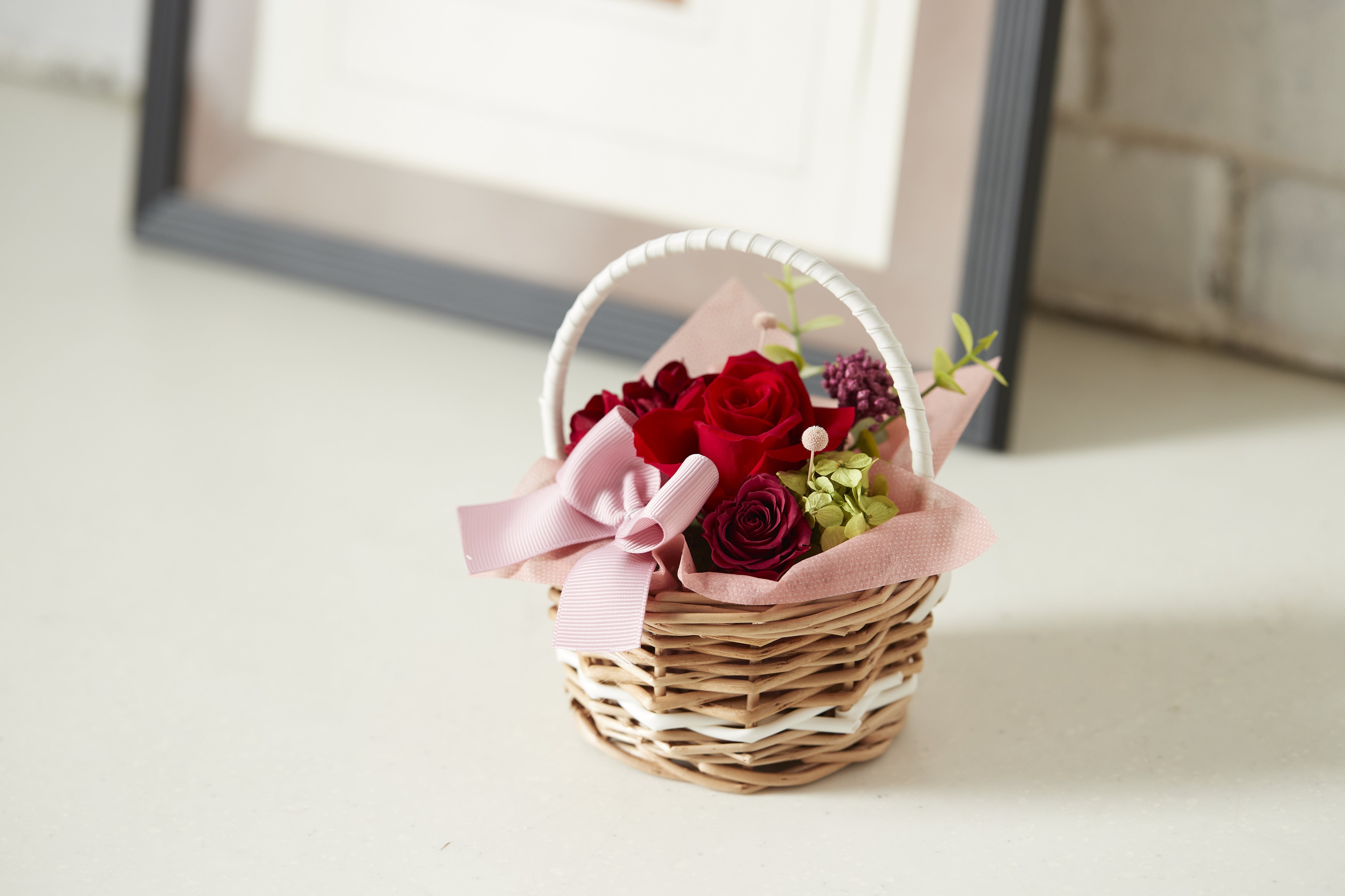 プリザーブドフラワー/フラワーバスケット<相手が選べるギフト対象>