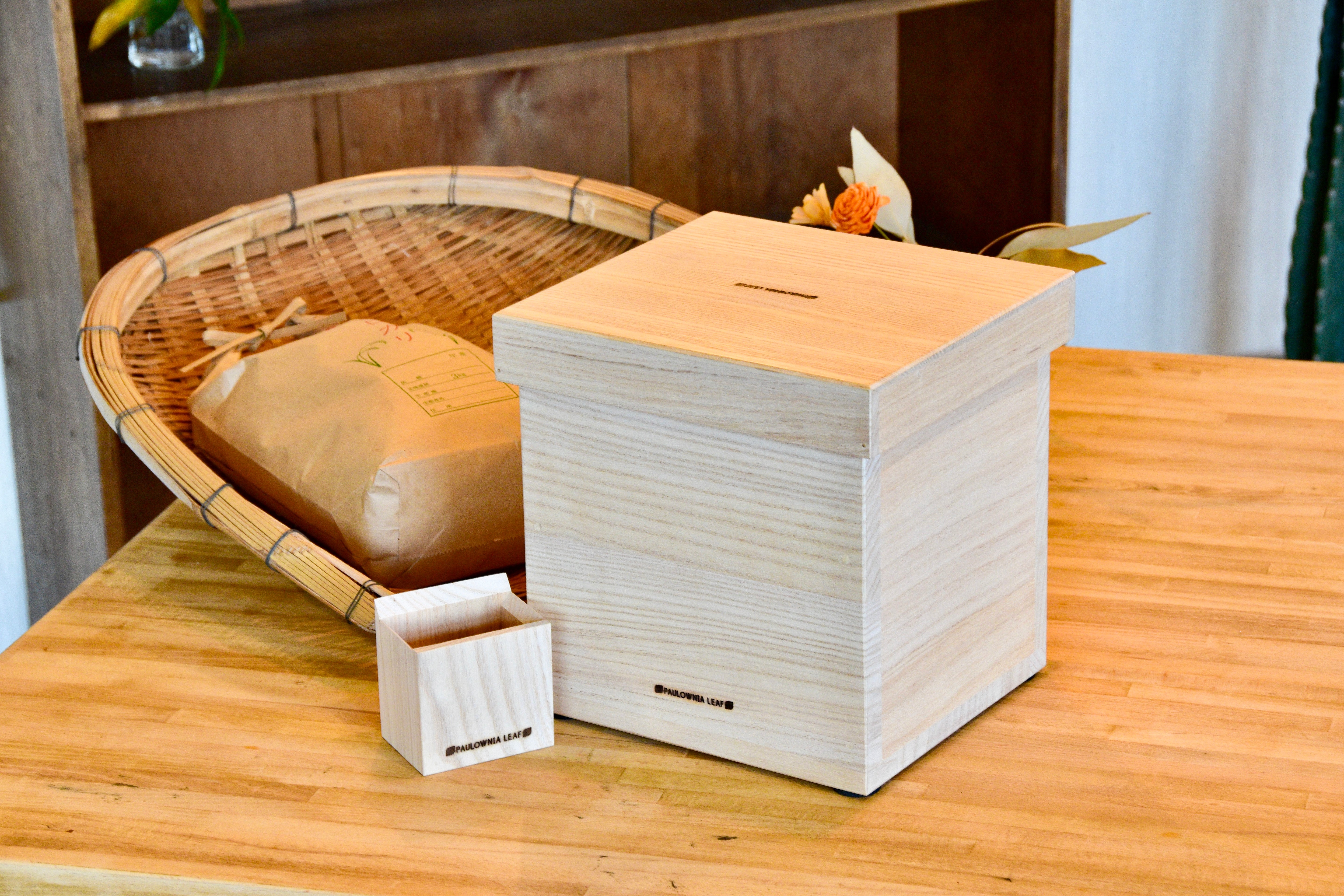 津南桐の米びつ/一合升付き