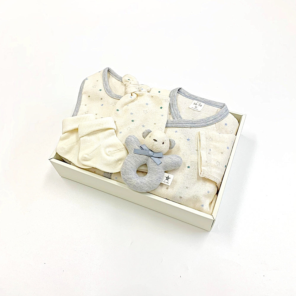 ギフトセットA(オーガニックコンビオール+スタイ+帽子+靴下+にぎにぎ)