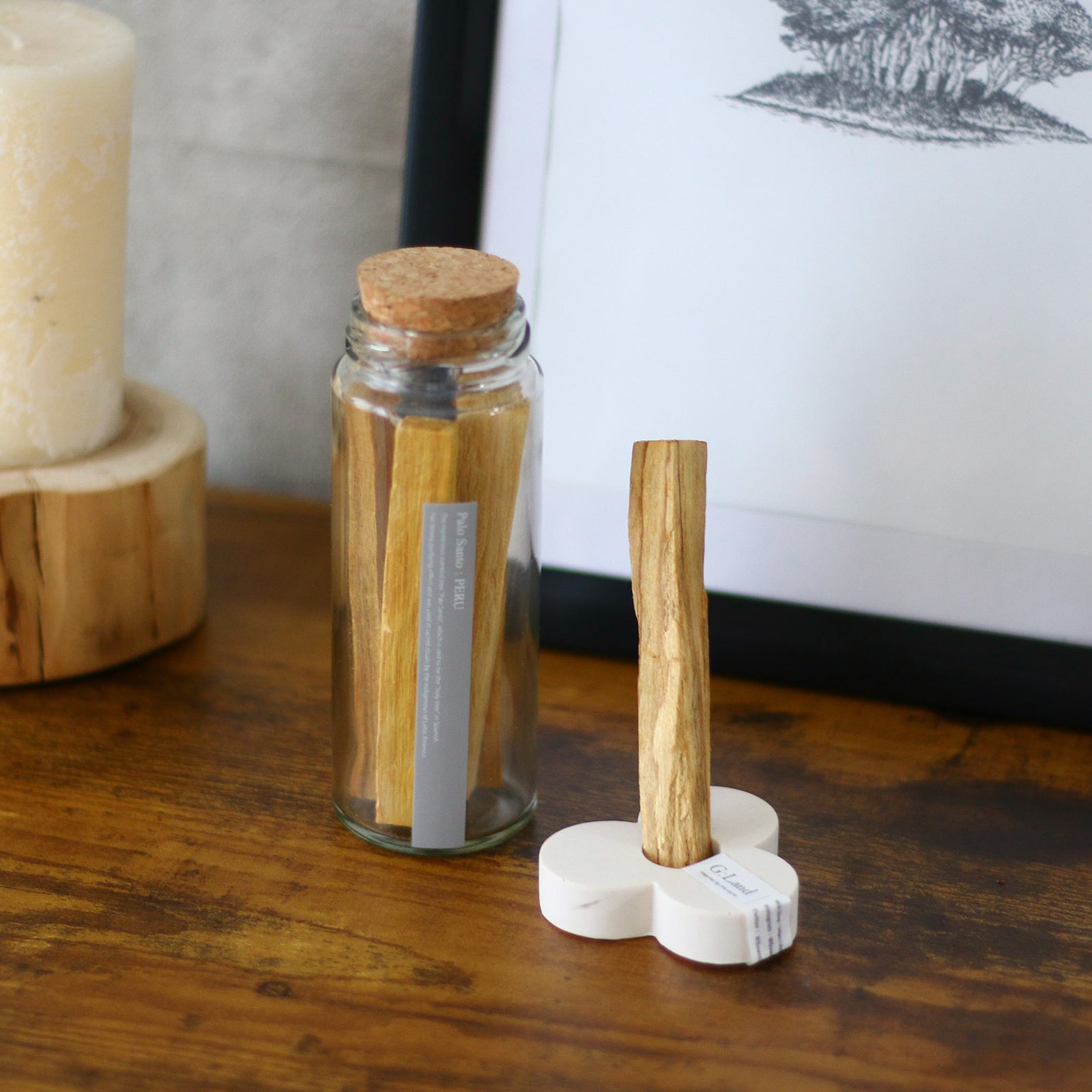 Palo Santo Bottle & Eco Stone Holder set
