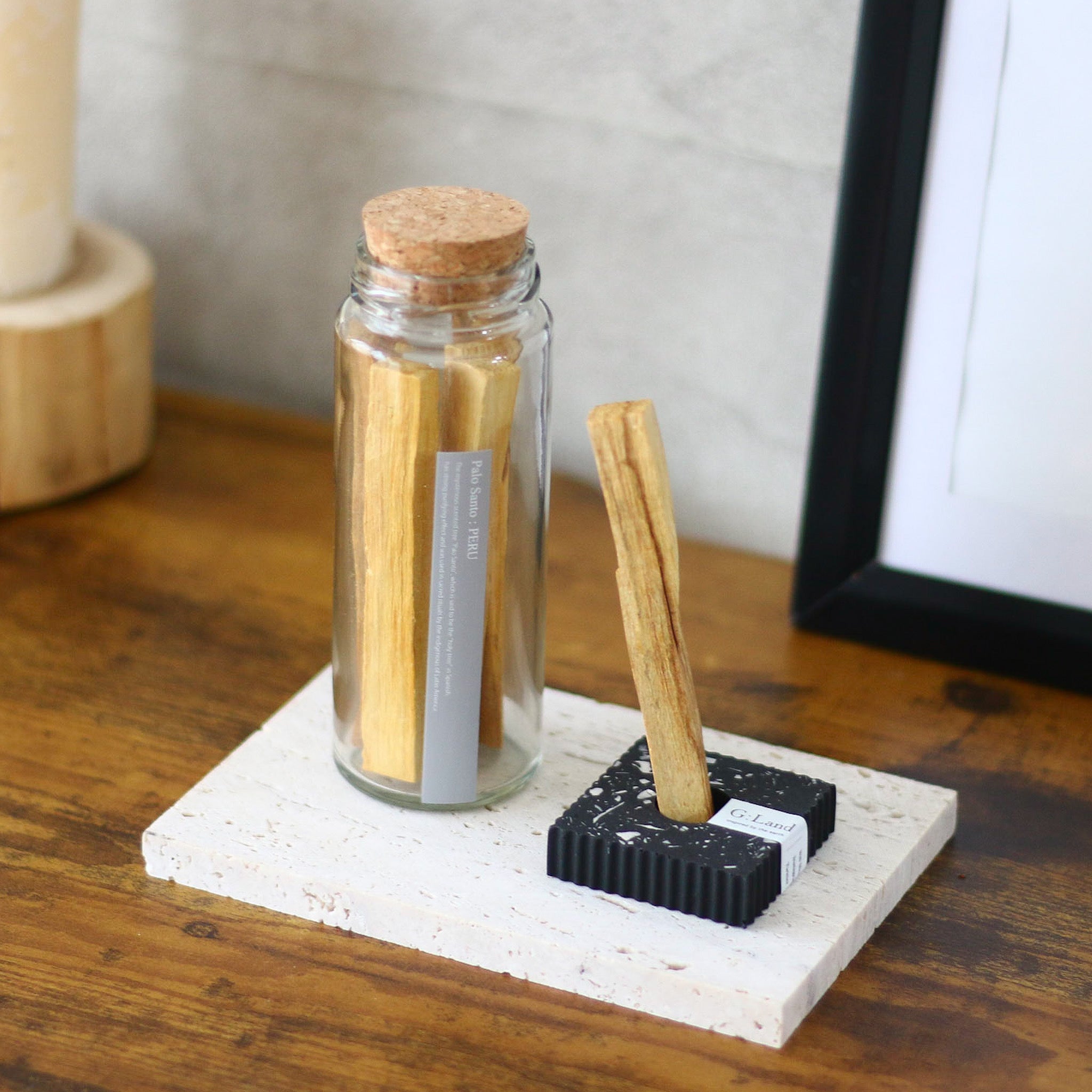 Palo Santo Bottle & Eco Stone Holder set