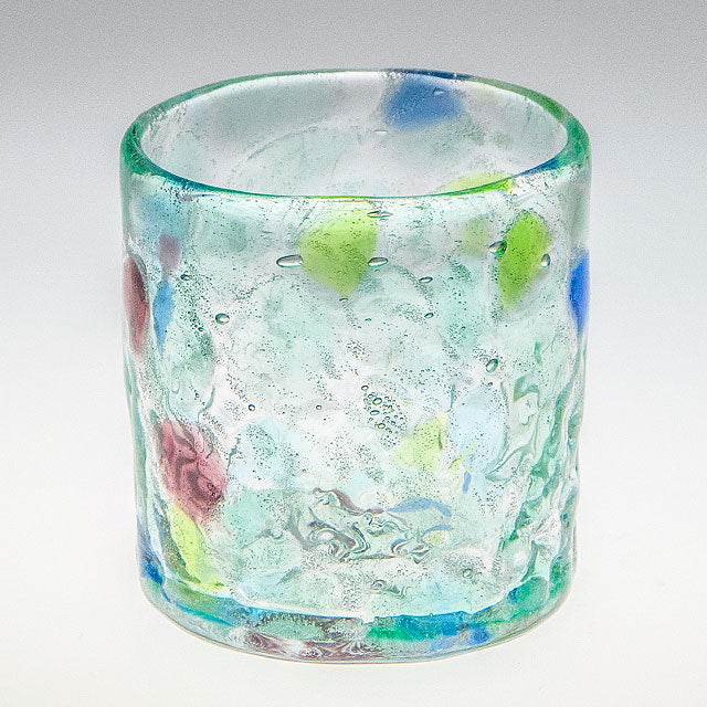 波の花　ロックグラス　エメラルドグリーン