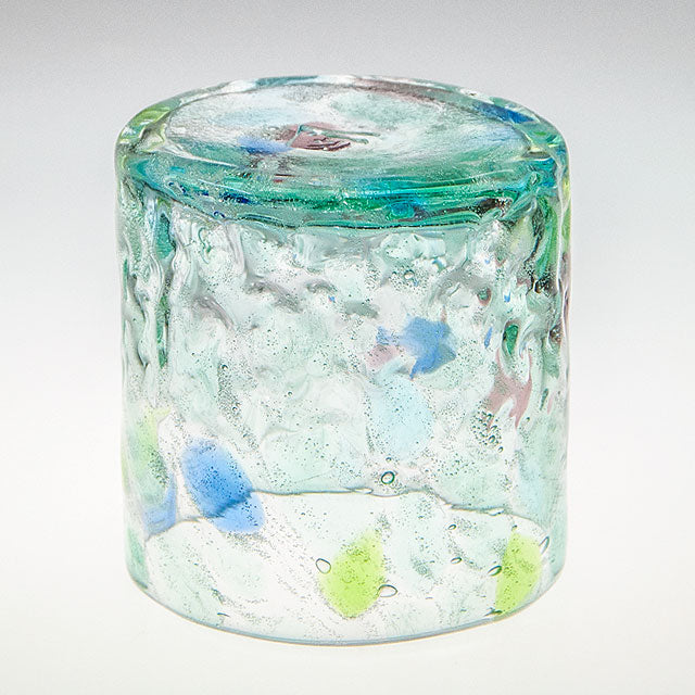 波の花　ロックグラス　エメラルドグリーン